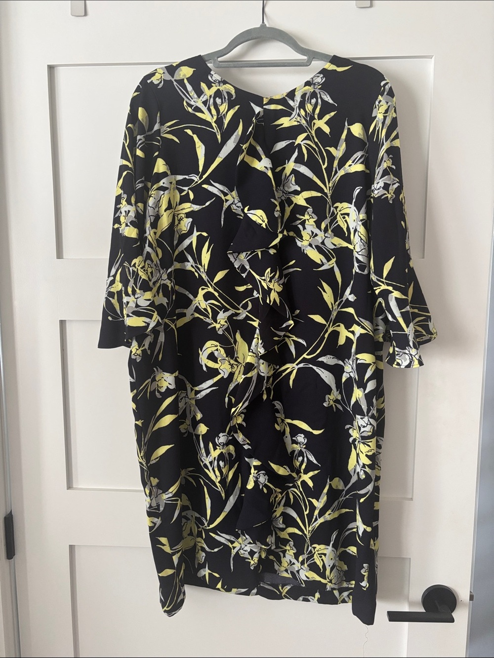 Marks & Spencer Black Floral Midi Dress with Yellow & White Print